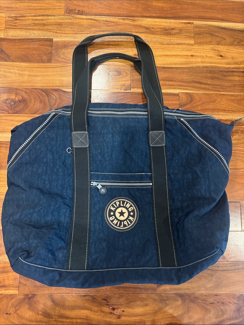 Kipling Navy and Black Duffel Tote Bag